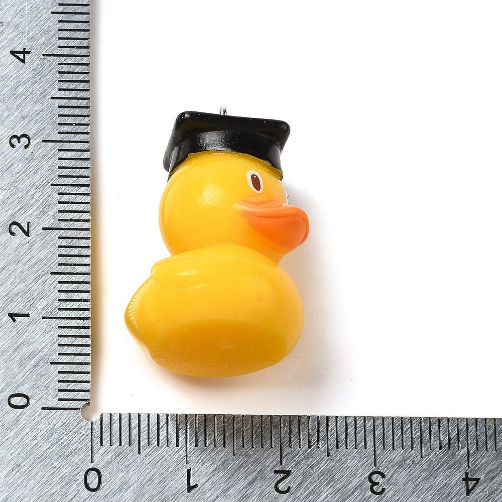Cute Graduation Yellow Duck Ducky Charms with eyepin (29MM x 19.5MM)