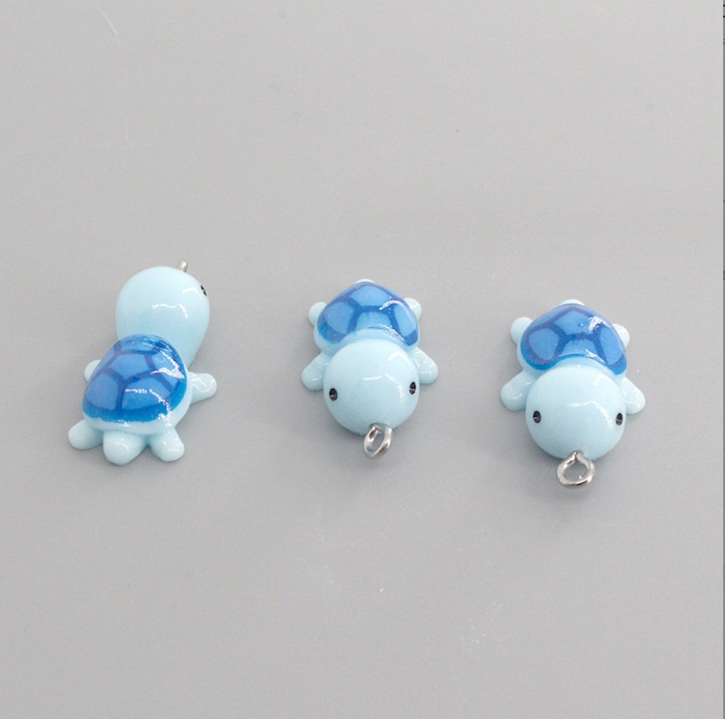 Cute Green, Orange, Purple and Blue Turtle Acrylic Charms (1.4CM x 2.8CM)