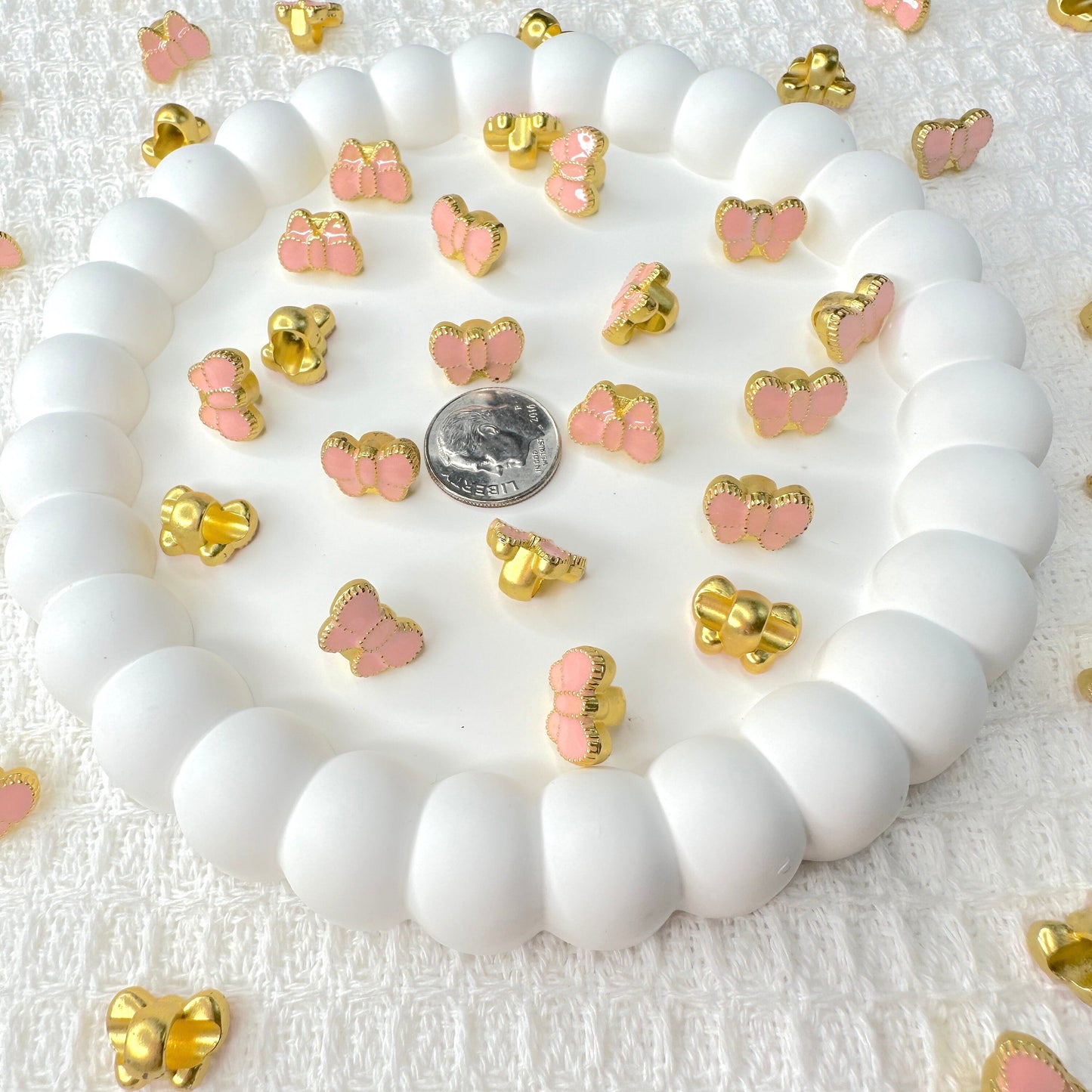 Pink Puffy Bow Alloy Charms