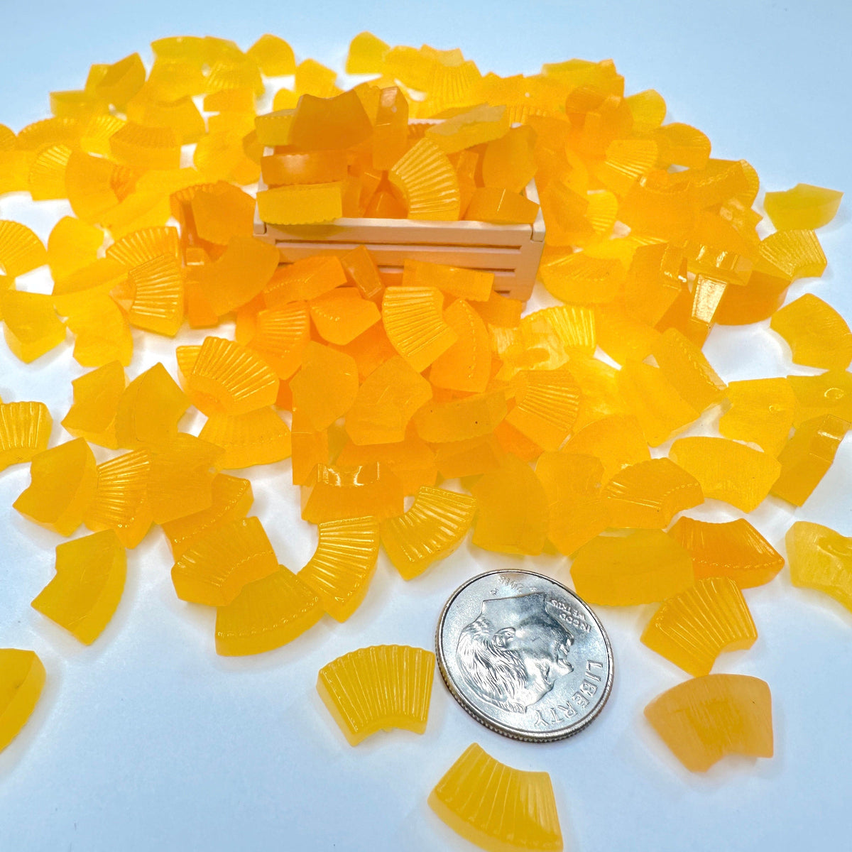 Tiny Pineapple Slice Cabochons, PVC Dollhouse Miniatures (12mm x 8mm x 4mm)