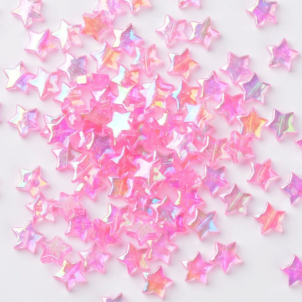 10MM AB Light Pink Transparent Acrylic Star Spacer Beads