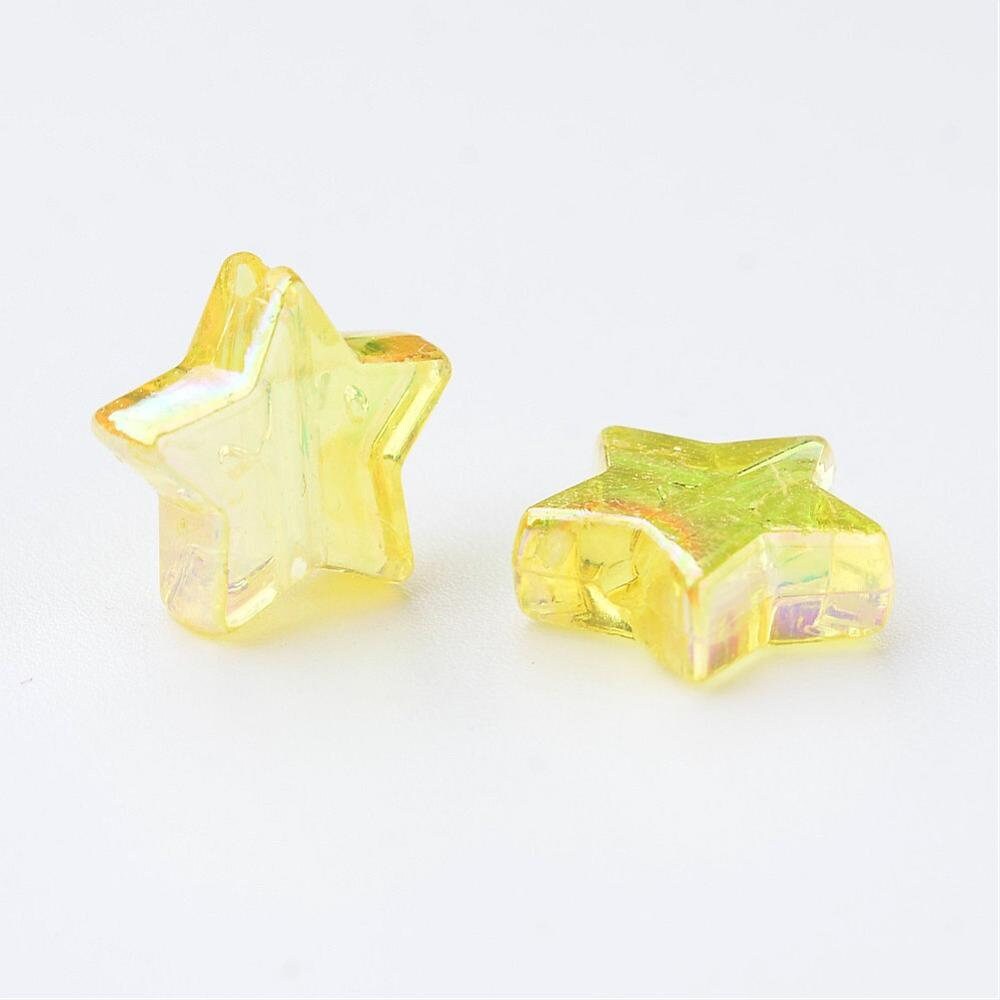10MM AB Yellow Transparent Acrylic Star Spacer Beads