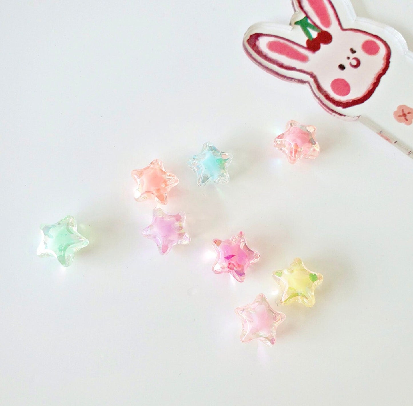 11MM Cute Acrylic Rainbow Star Beads (Mixed Colors)