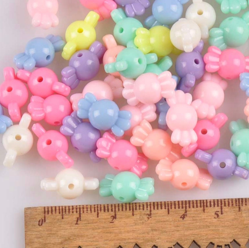 16MM x 9MM Cute Pastel Wrapped Candy Beads