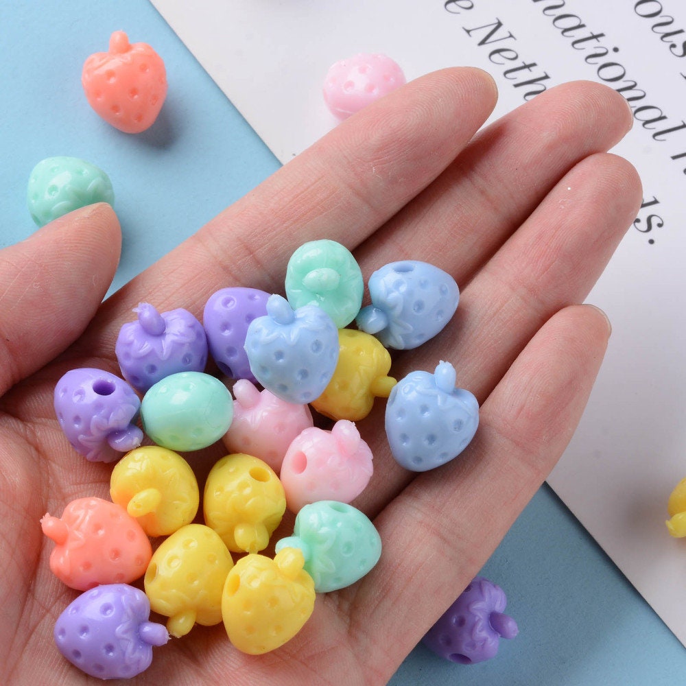 Chunky 19MM Pastel Colored Acrylic Strawberry Bead