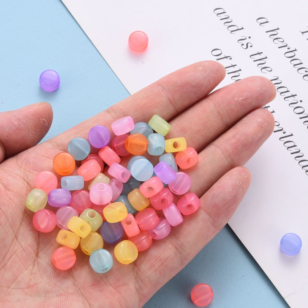 8.5MM Light Pastel Jelly Themed Flat Round Acrylic Beads