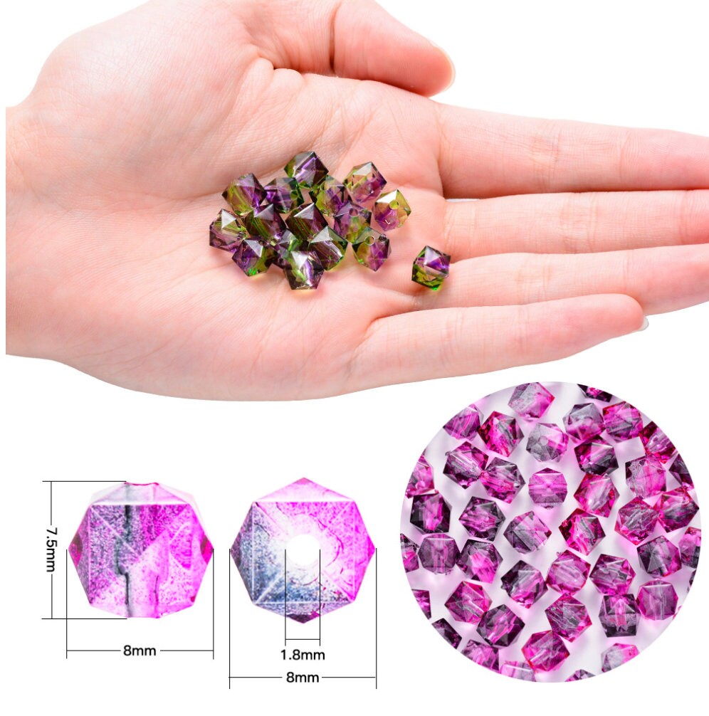 8MM Blue Galaxy Multi-Sided Two Tone Color Beads