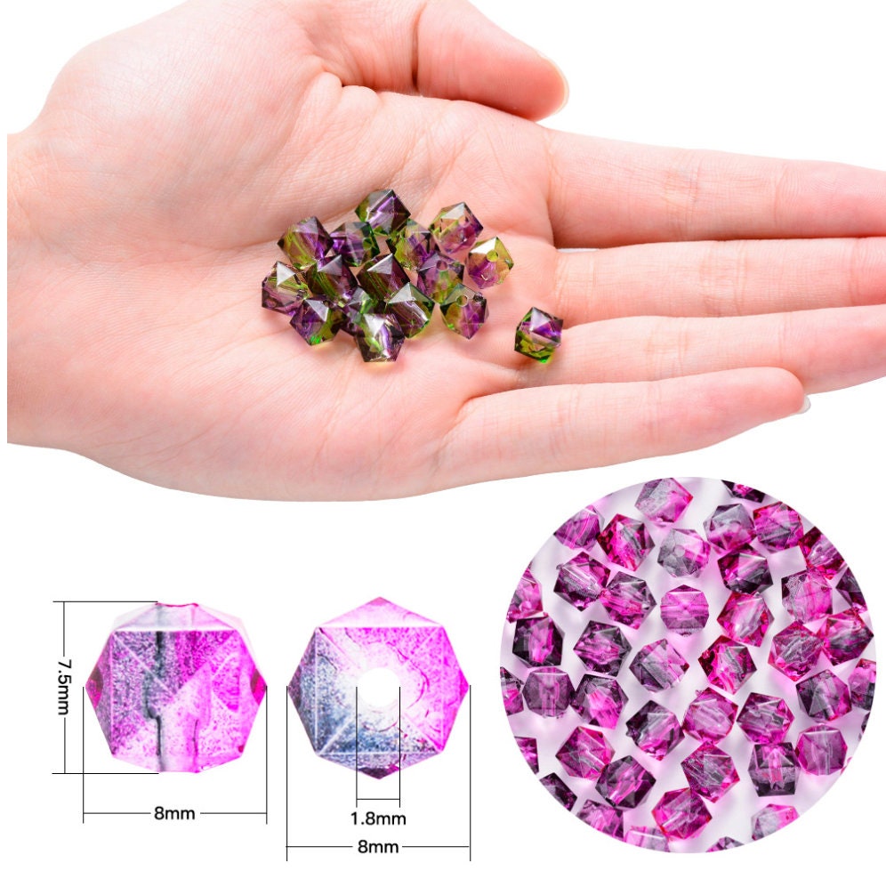 8MM Blue Purple Multi-Sided Two Tone Color Beads