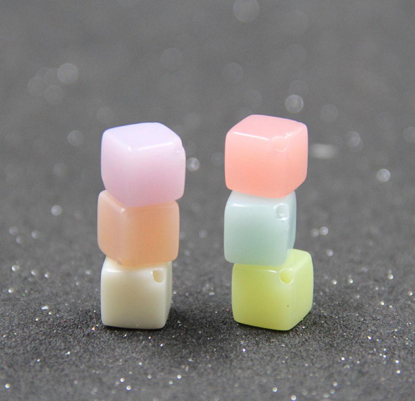 9MM Jelly Colored Cube Spacer Beads (2mm hole)