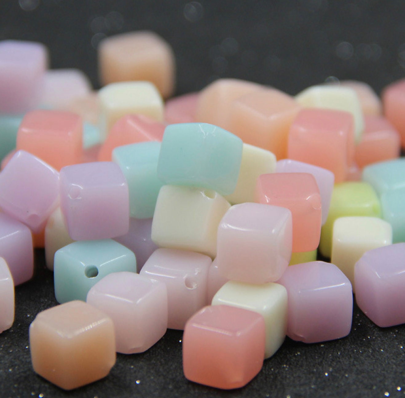 9MM Jelly Colored Cube Spacer Beads (2mm hole)