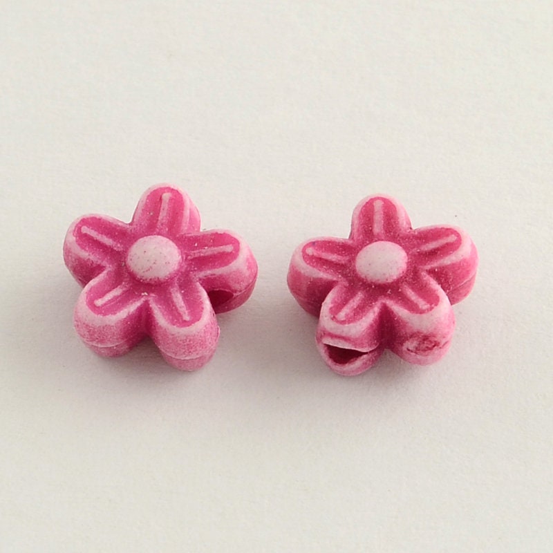 9MM Tropical Flower Themed Acrylic Spacer Beads