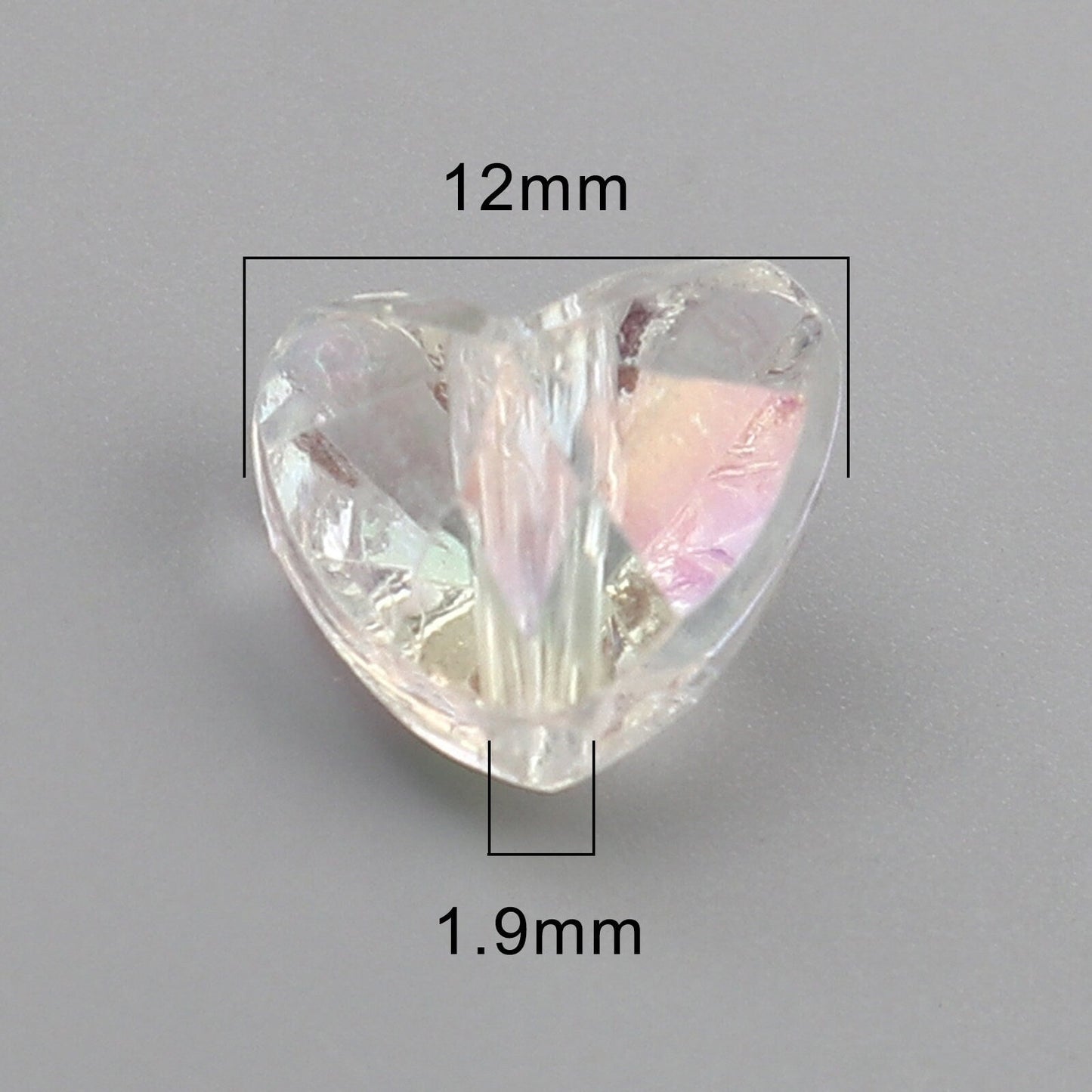 12MM AB Color Plated Clear Heart Acrylic Spacer Beads