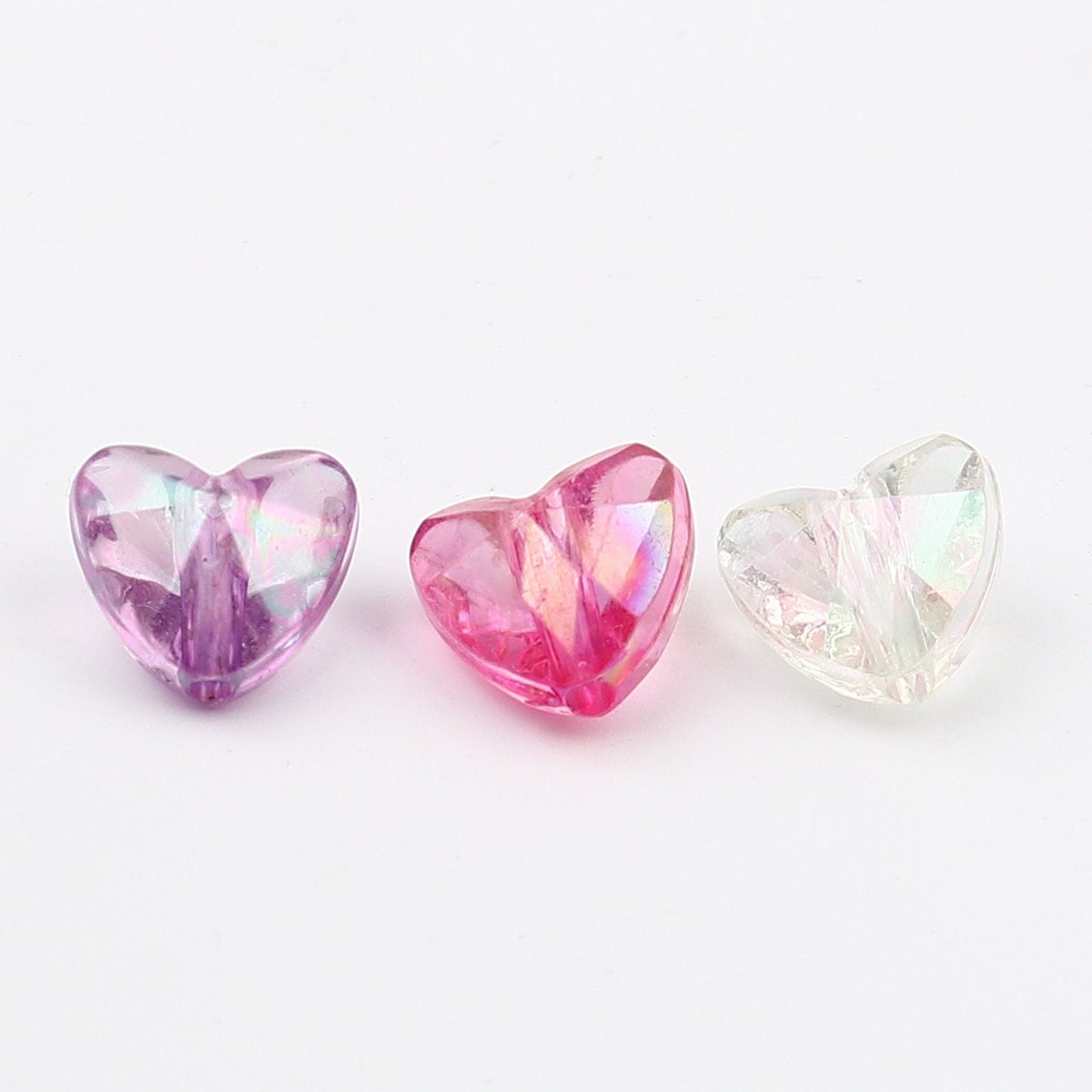12MM AB Color Plated Purple Heart Acrylic Spacer Beads