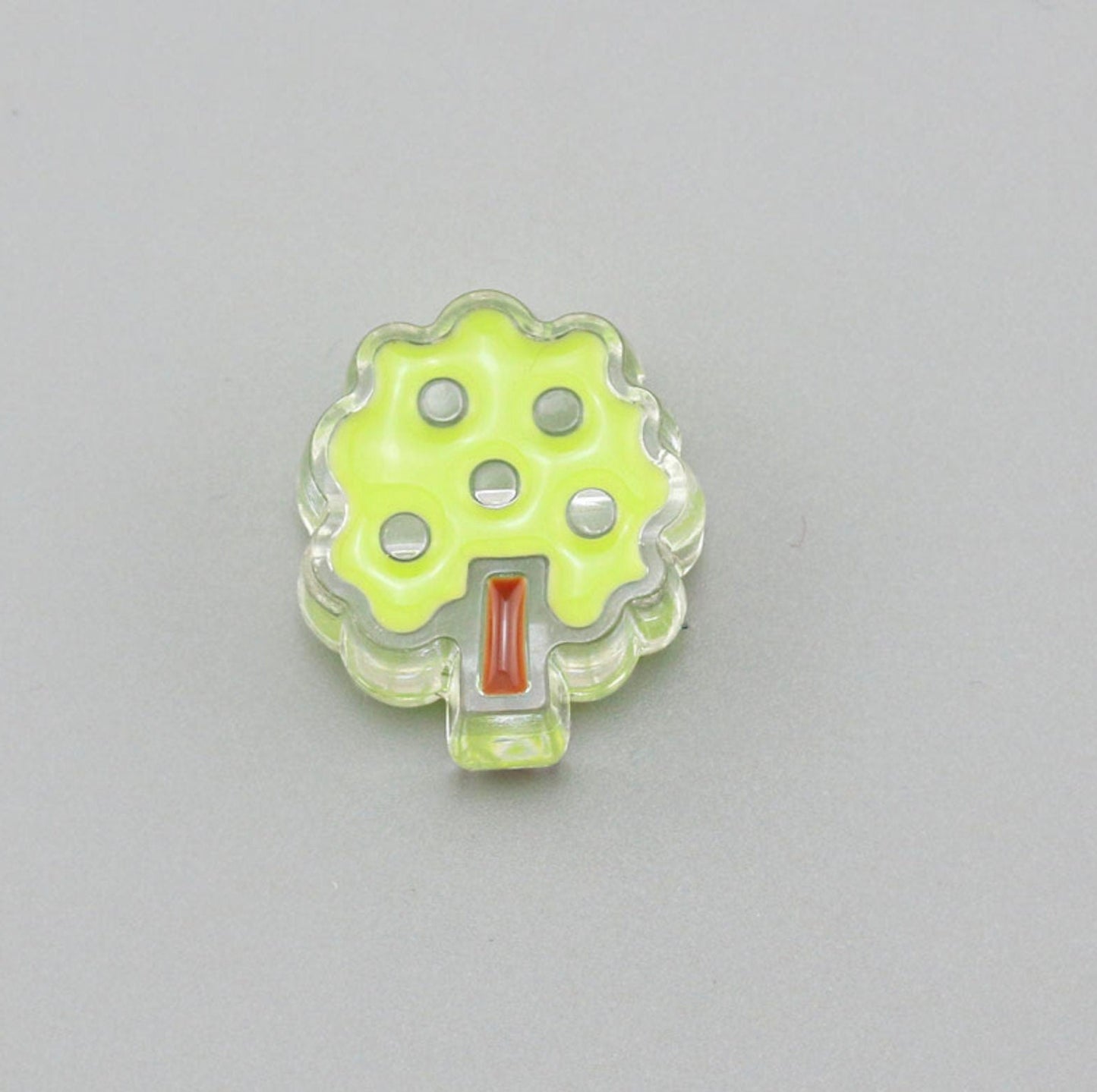 Chunky Cute Green Tree Acrylic Bead (24.4x21mm)