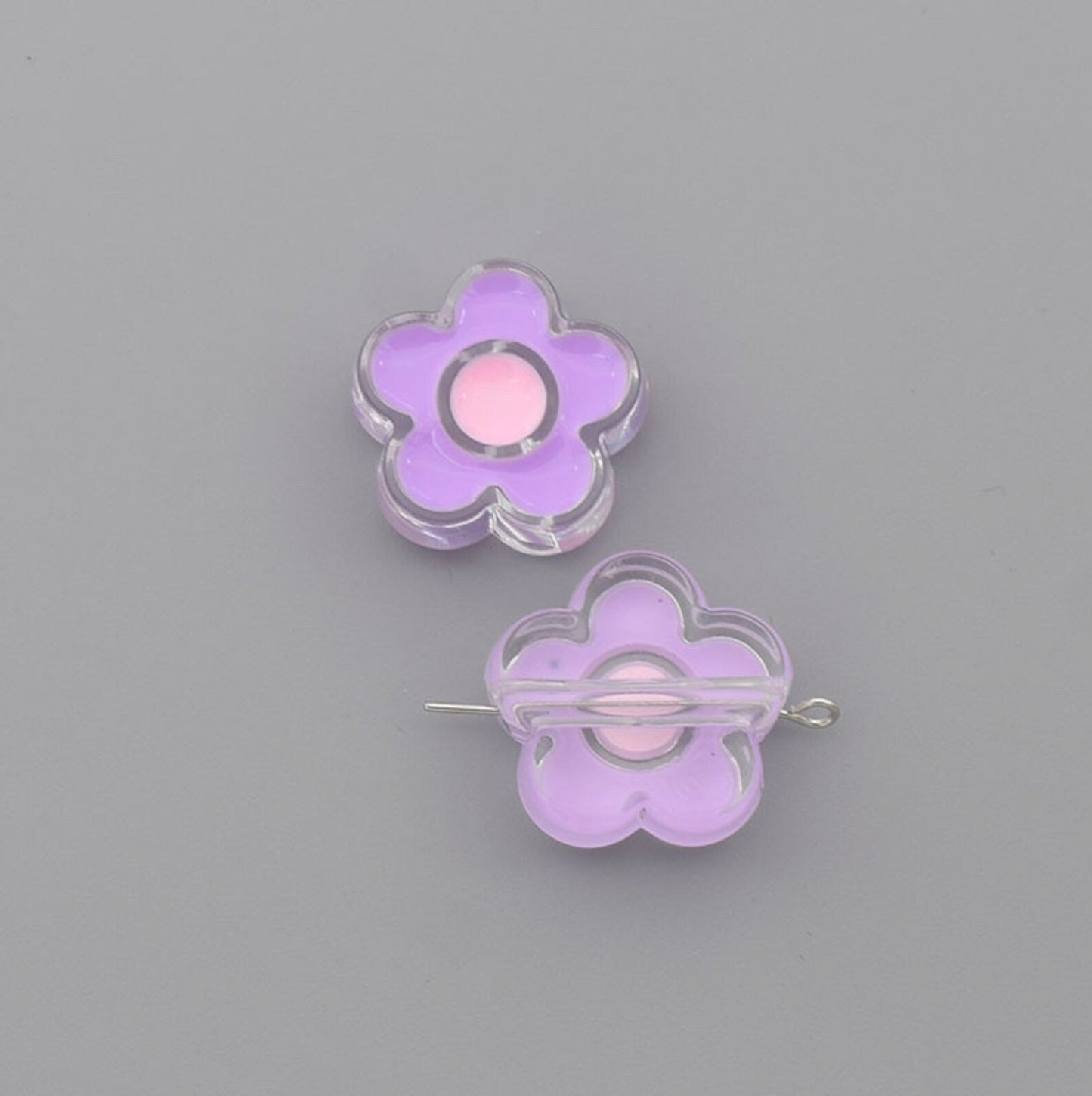 Chunky Cute Flower Enamel Acrylic Bead (18x24mm)