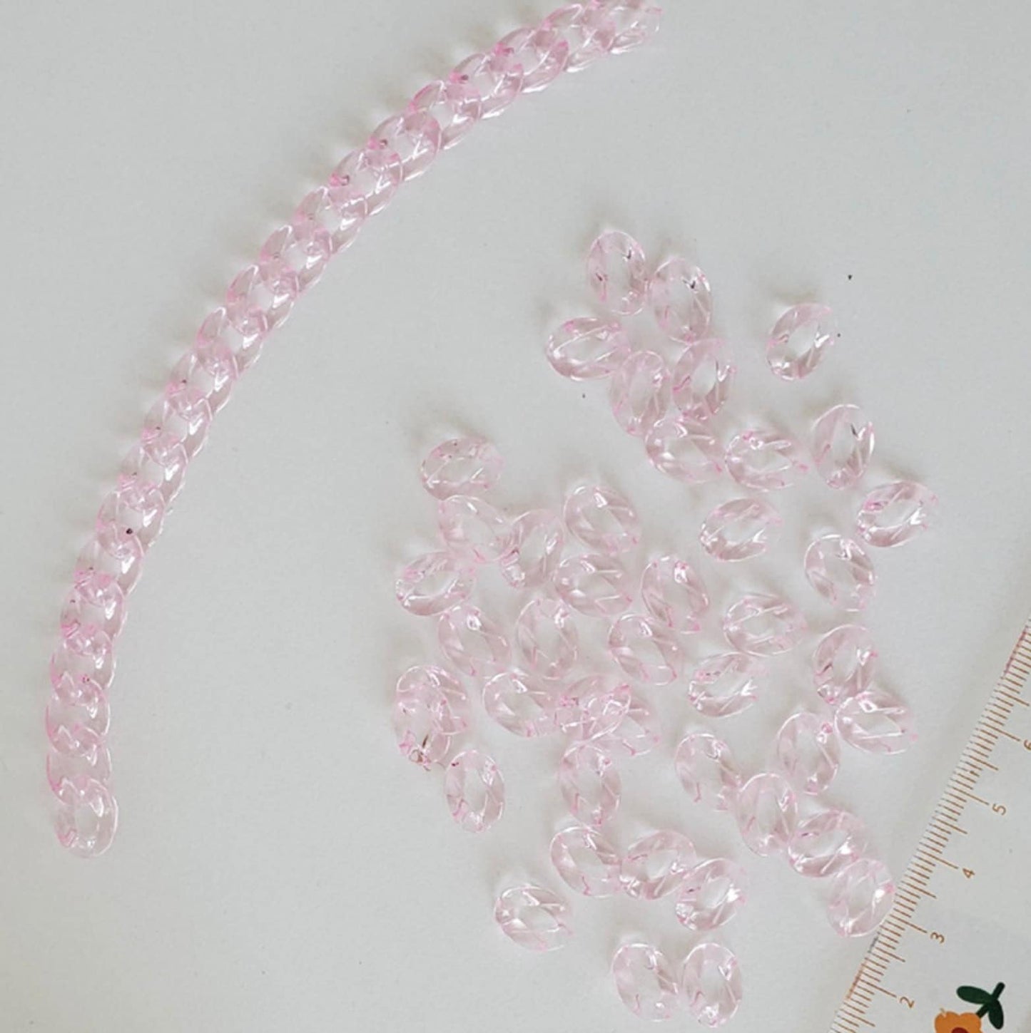 Cute Transparent Rainbow Colored Acrylic Chain Links Pieces (12mm x 9mm)