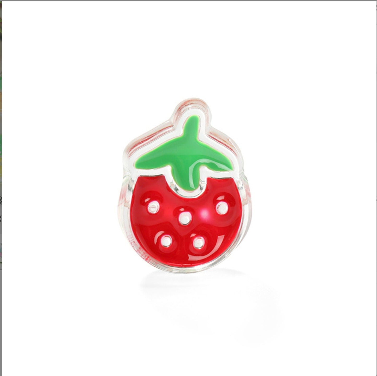 Chunky Strawberry Enamel Acrylic Bead (18x23mm)