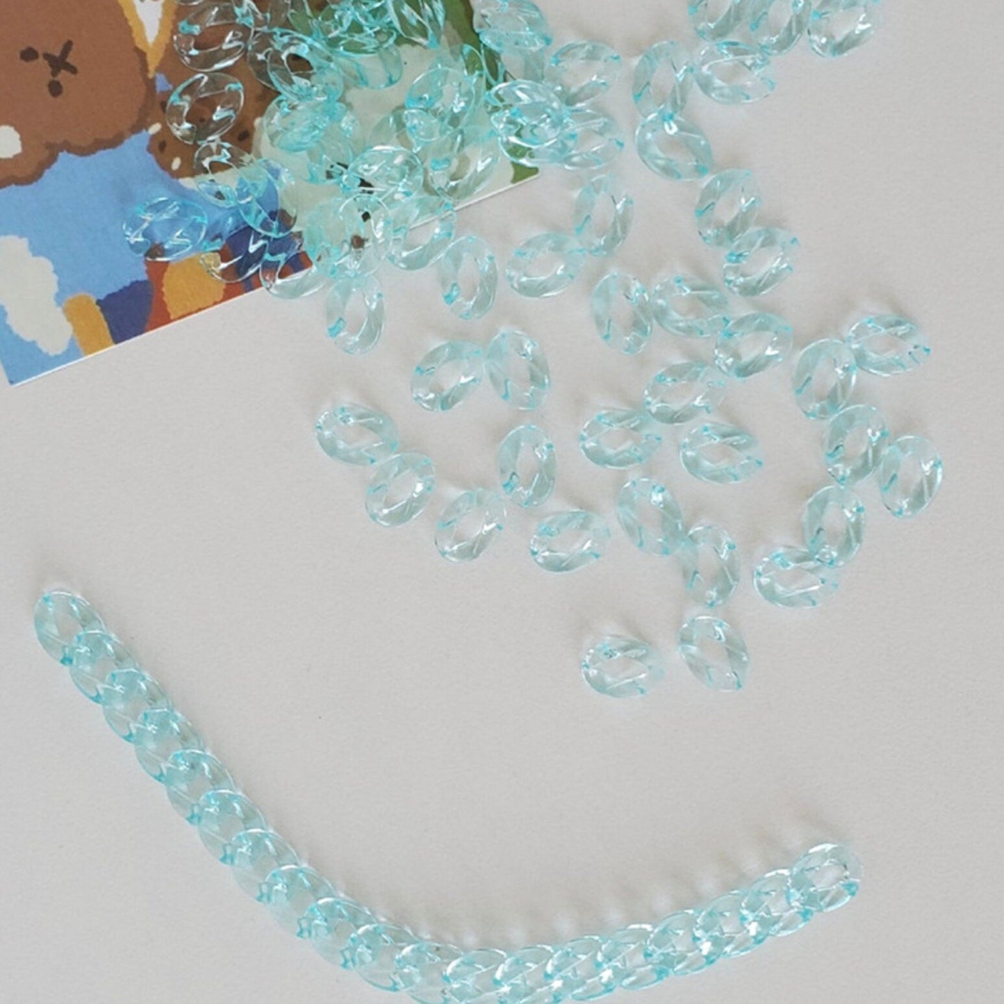 Cute Transparent Rainbow Colored Acrylic Chain Links Pieces (12mm x 9mm)