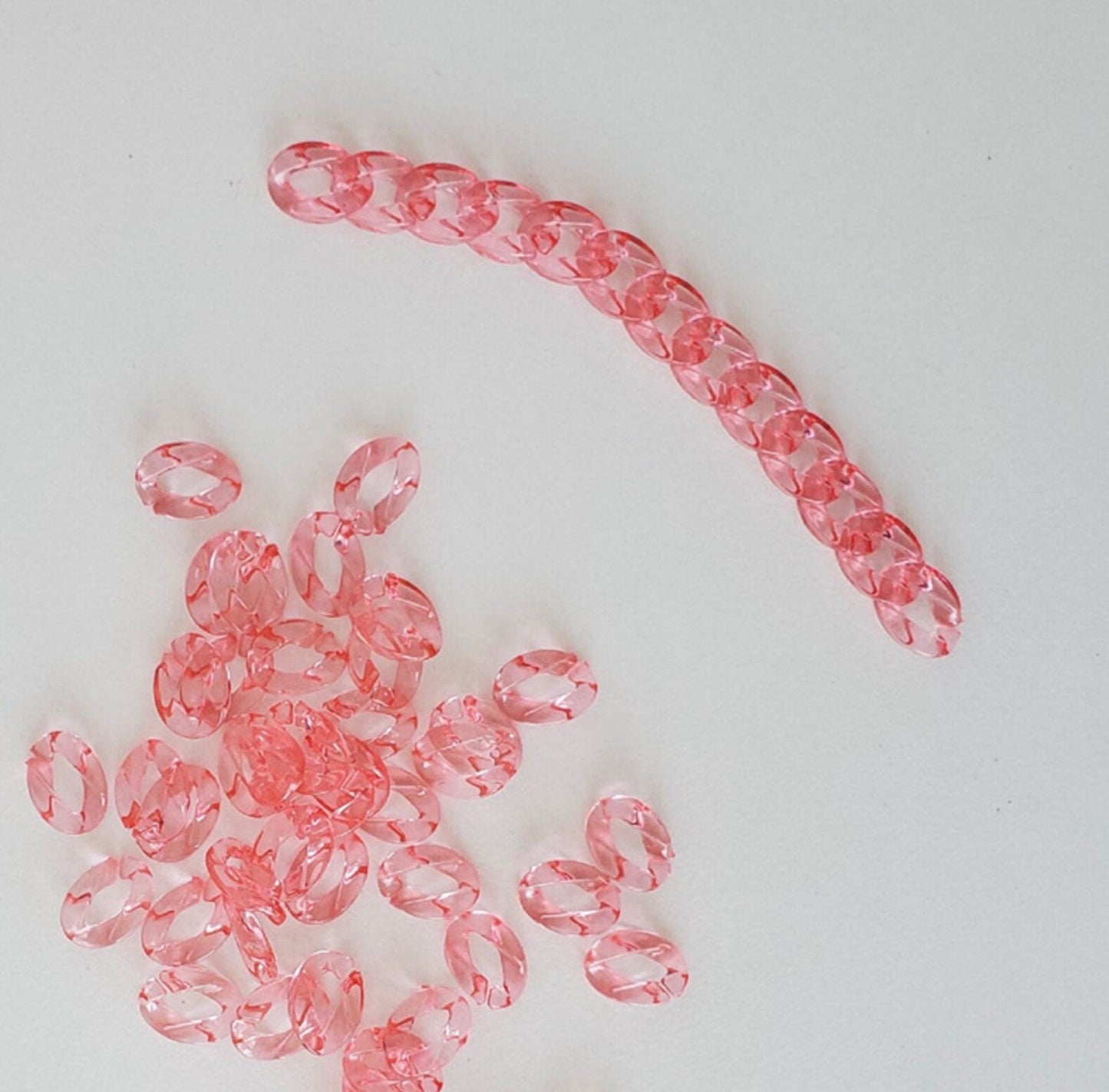 Cute Transparent Rainbow Colored Acrylic Chain Links Pieces (12mm x 9mm)