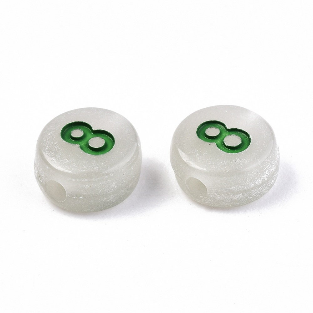 Glow-in-the-Dark Mixed Color 0-9 Individual Number Acrylic Beads (7MM)
