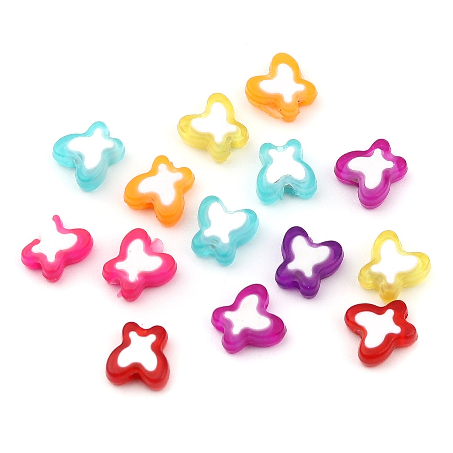 10MM Mixed Color with White Acrylic Butterfly Spacer Beads