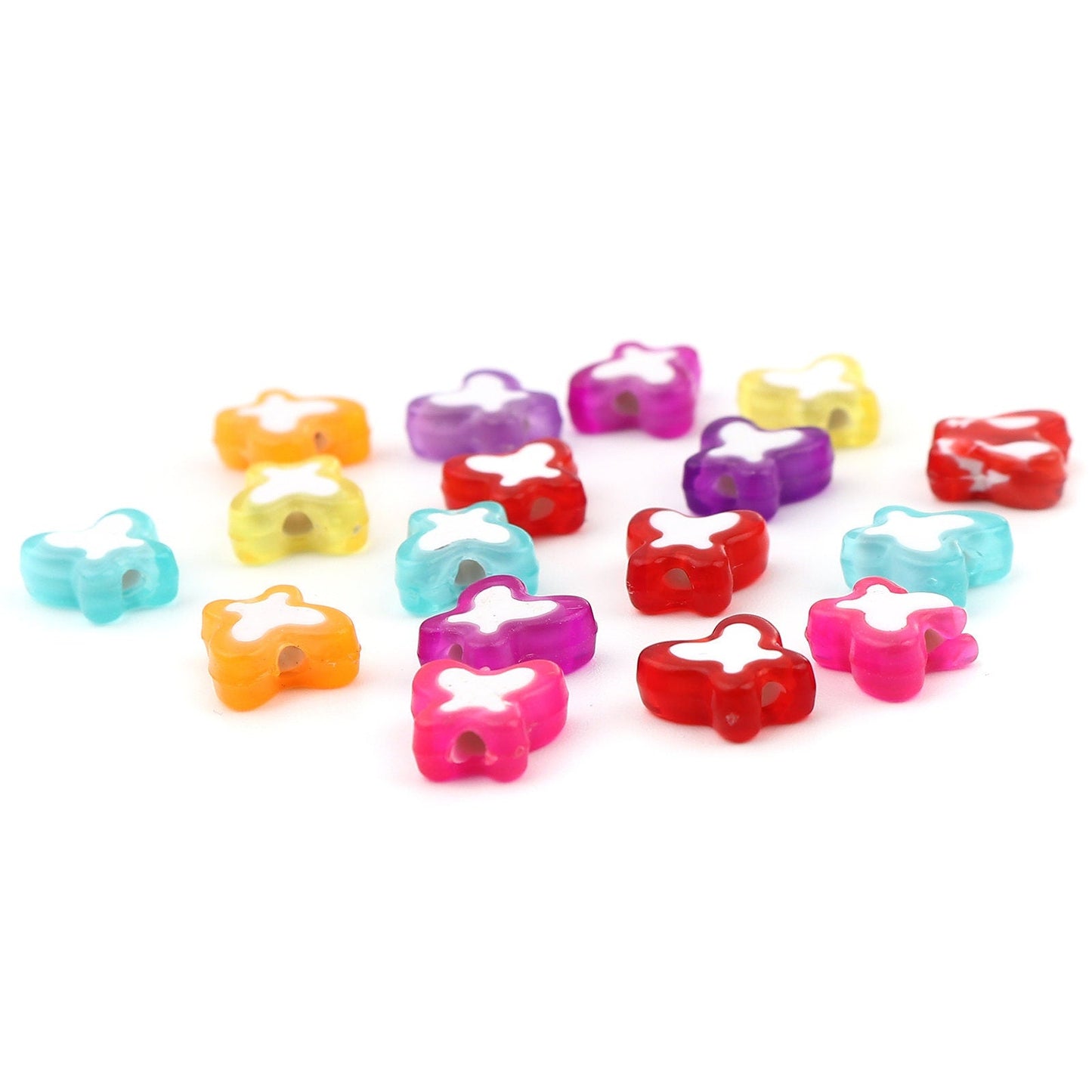 10MM Mixed Color with White Acrylic Butterfly Spacer Beads