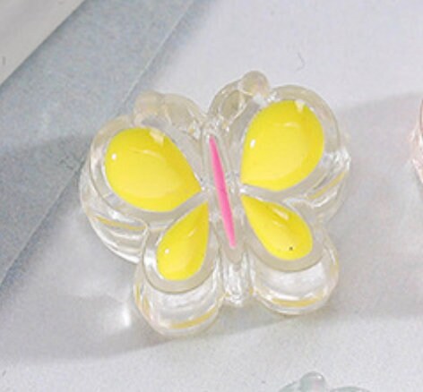 Chunky Rainbow Butterfly Enamel Acrylic Bead (20.7x18mm)