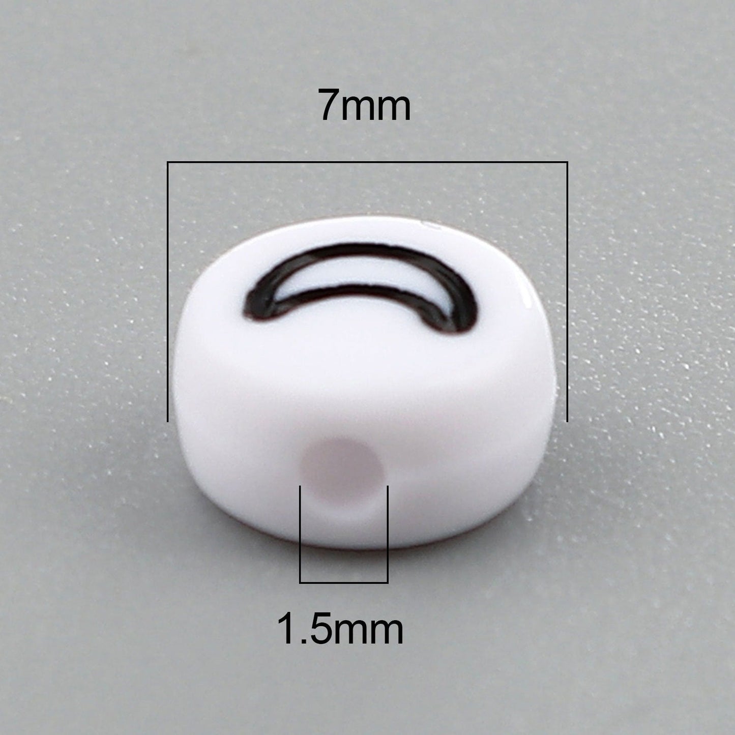 7MM White Flat Round Acrylic with Black Flower, Star, Moon, Heart Beads