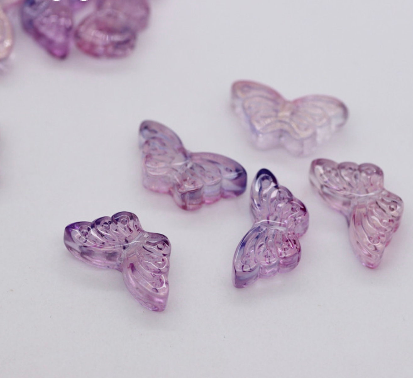 15MM Purple Pink Butterfly Speckled Glass Beads