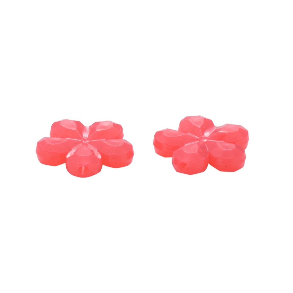 Chunky 14MM Jelly Faceted Flower Acrylic Beads