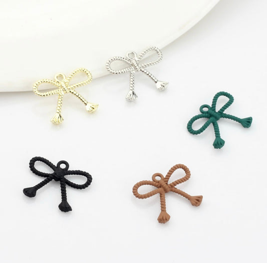 16MM x 20MM Zinc Alloy Braided Rope Bow Themed Charm