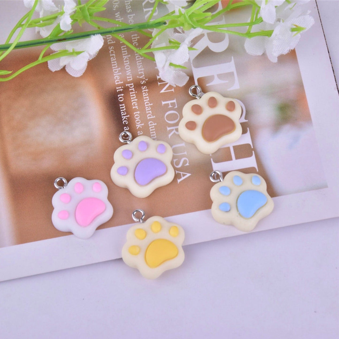 18MM Cute Puffy Cat Paws (Pink, Purple, Yellow, Blue, Brown)