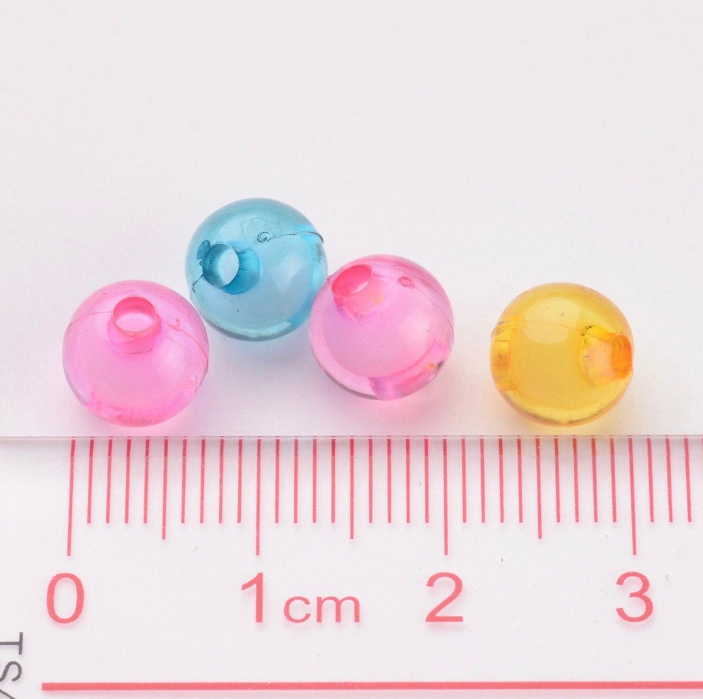 8MM Transparent Acrylic Rainbow Round Spacer Beads