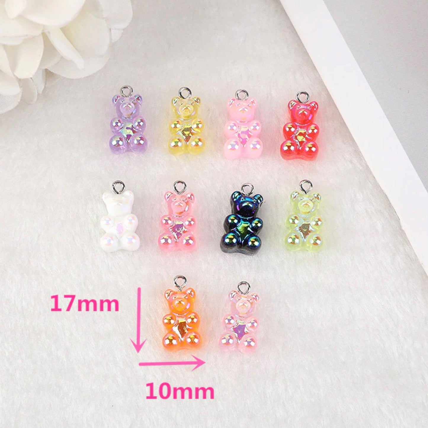 AB Solid Colored Gummy Bear Charms (10mm x 17mm)