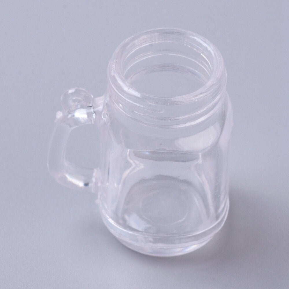 Plastic Mason Jar Drink Cup for Keychain Resin (38.5mm x 33mm x 23.5mm)