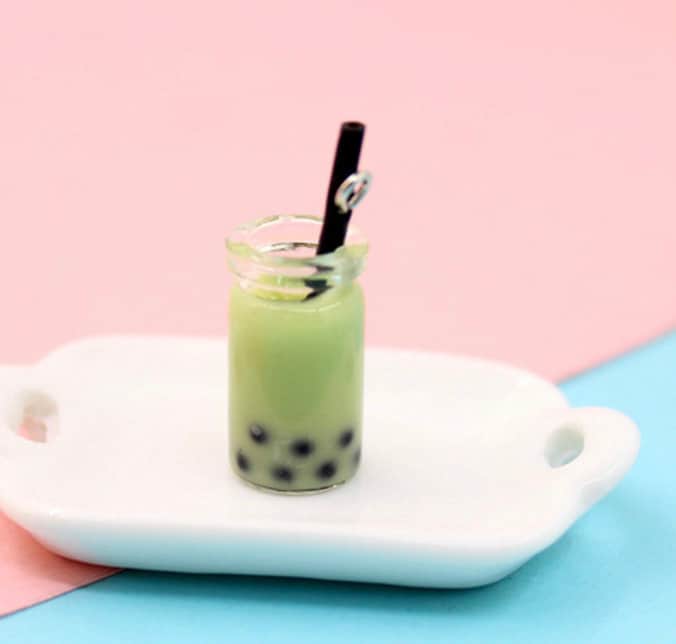 Resin Bubble Tea Bottle Charm with Eye Pin (28mm x 10 mm)