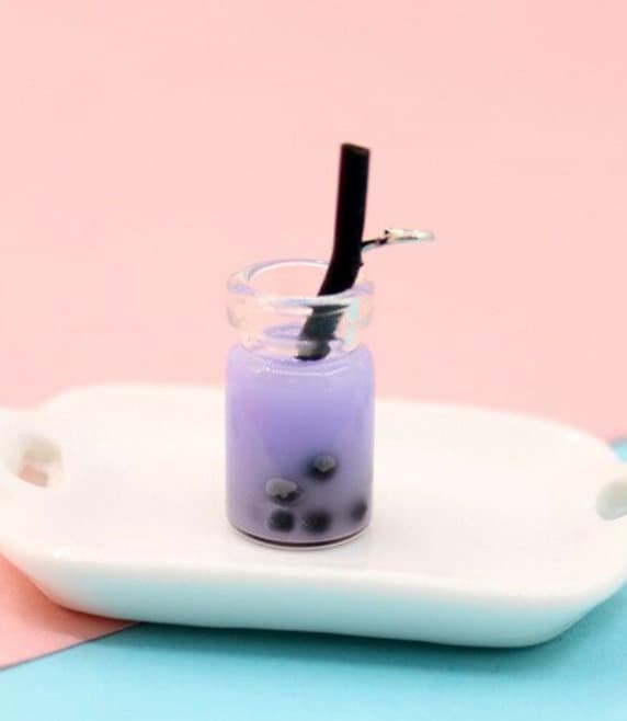 Resin Bubble Tea Bottle Charm with Eye Pin (28mm x 10 mm)