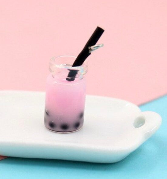 Resin Bubble Tea Bottle Charm with Eye Pin (28mm x 10 mm)