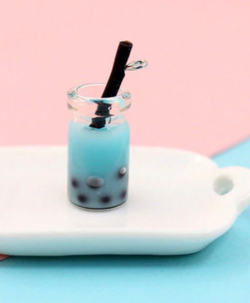 Resin Bubble Tea Bottle Charm with Eye Pin (28mm x 10 mm)