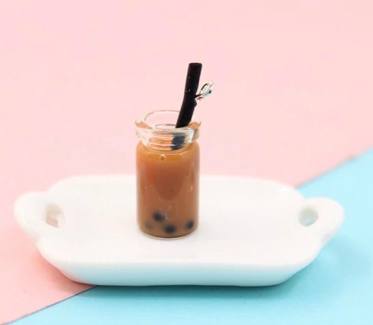 Resin Bubble Tea Bottle Charm with Eye Pin (28mm x 10 mm)