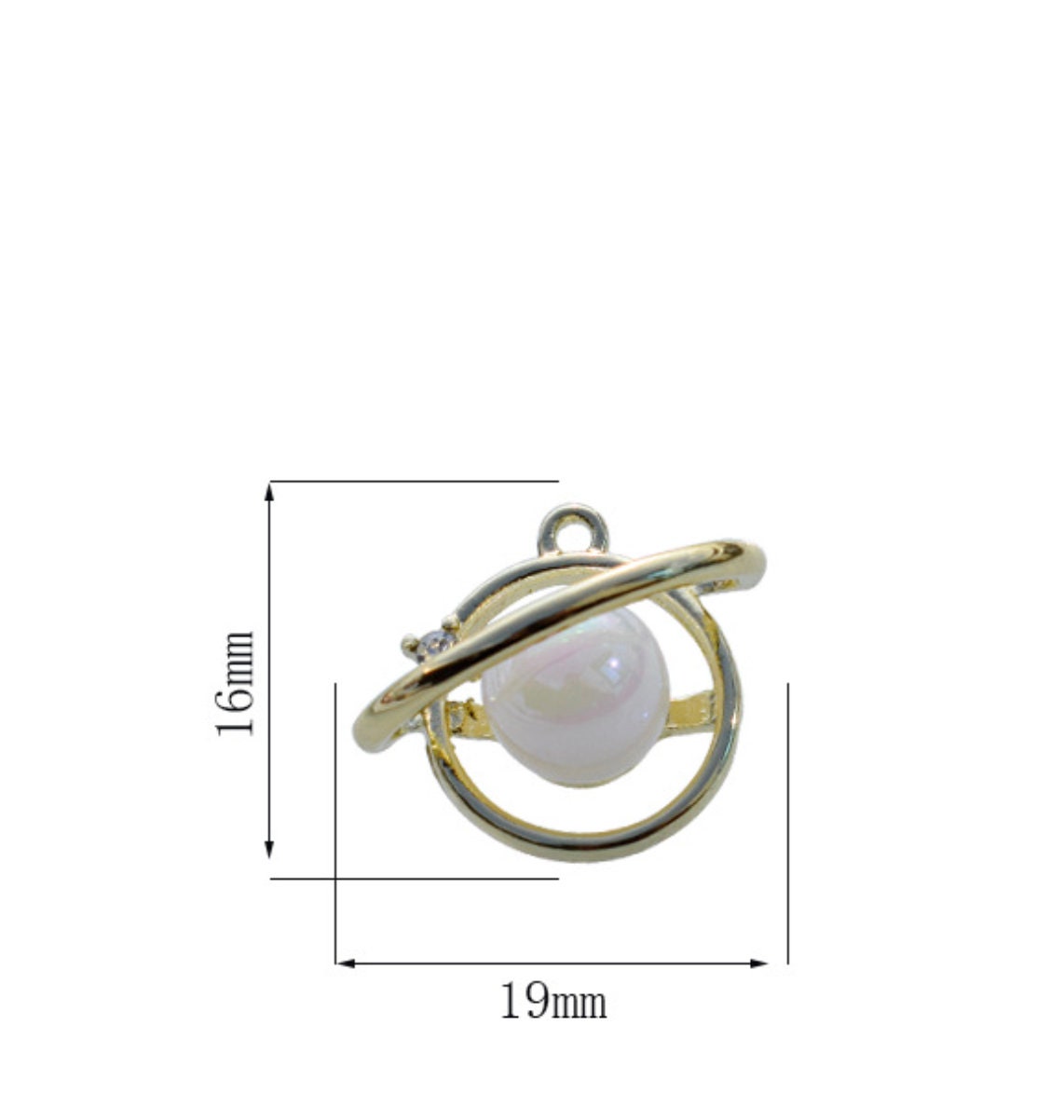 16MM x 19MM Cute Iridescent Bead Center Planet Themed Charm