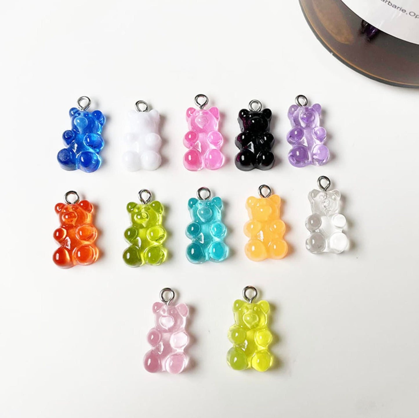 Clear Rainbow Transparent Colored Gummy Bear Charms (10mm x 17mm)