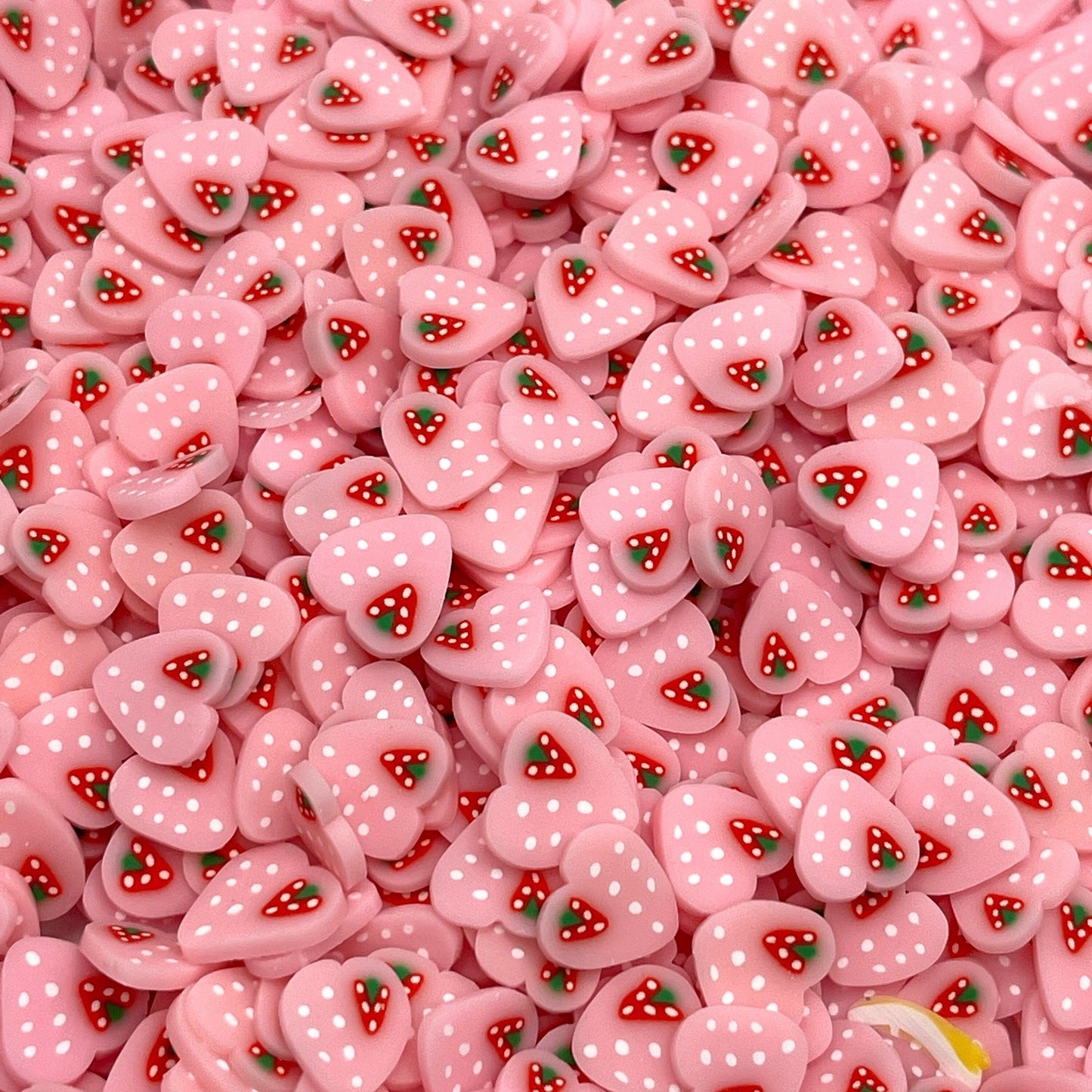 FAKE 12MM Pink Strawberry Heart Fruit Polymer Clay Sprinkle (NOT EDIBLE) D22-06