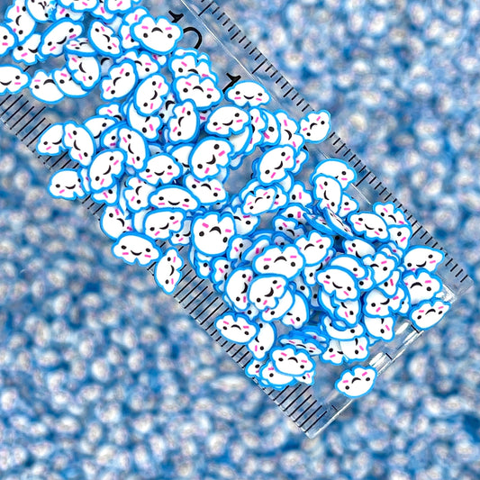 FAKE 5MM Blue Cloud Smiley Face, Sky Polymer Clay Sprinkle (NOT EDIBLE) D19-21