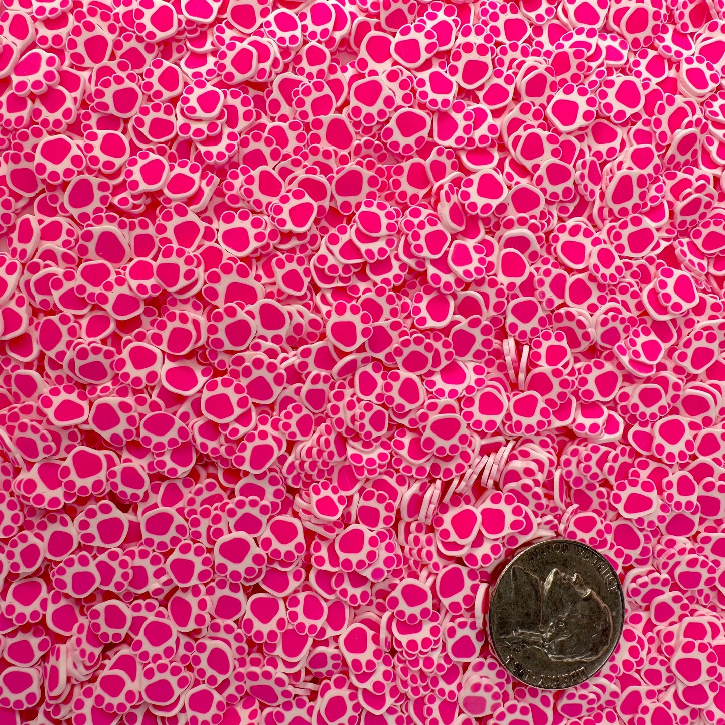 FAKE 5MM Dark Pink Paws, Animal Polymer Clay Sprinkle (NOT EDIBLE) D45-09