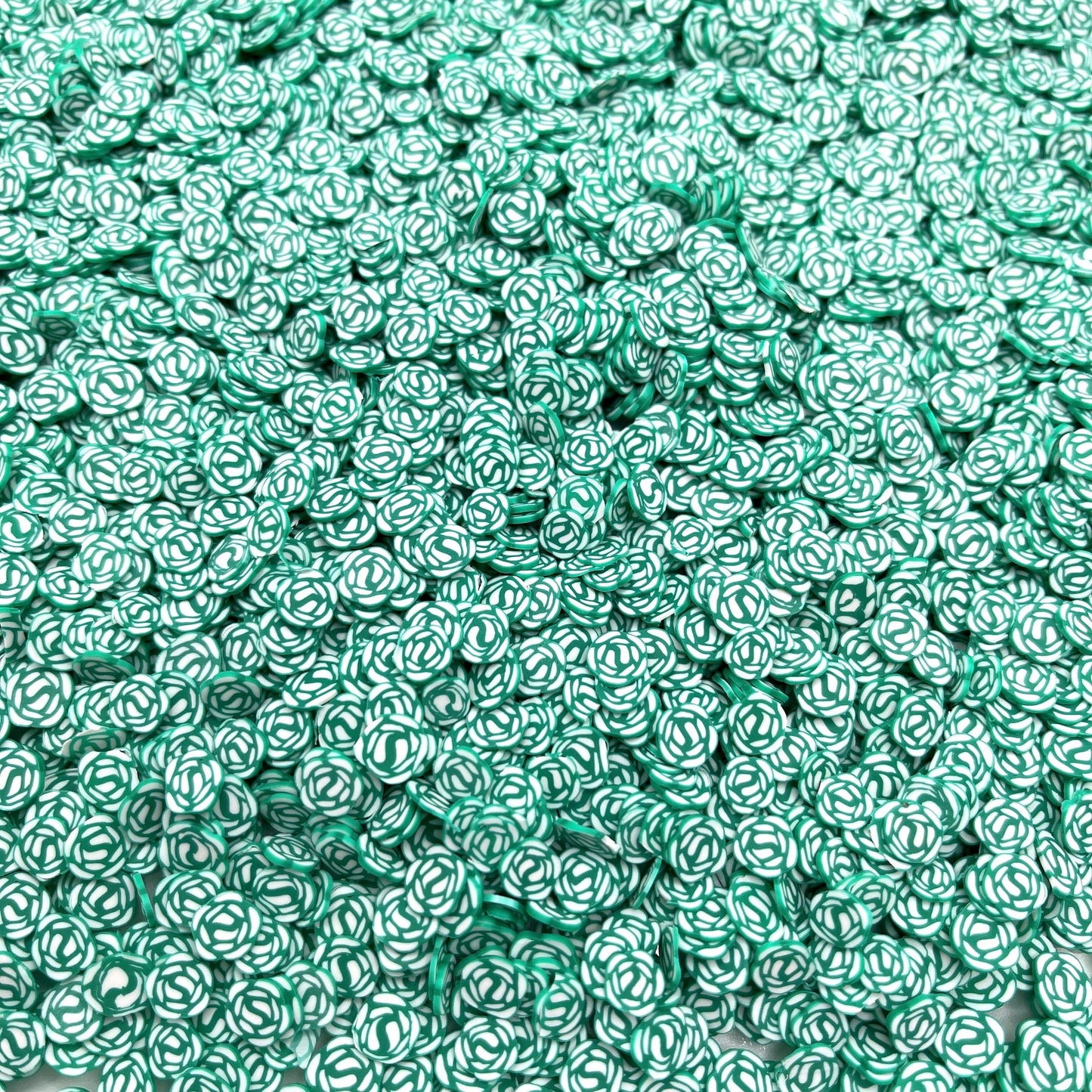 FAKE 5MM Green Rose, Floral Polymer Clay Sprinkles (NOT EDIBLE) D28-18