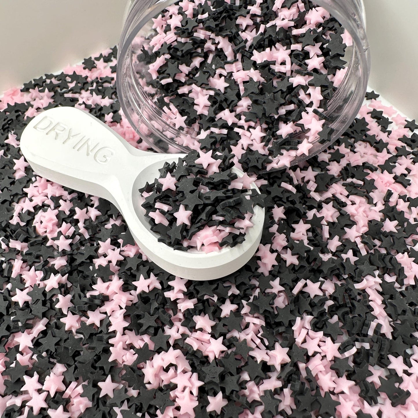 FAKE 5MM Pink and Black Star Polymer Clay Sprinkle Mix (NOT EDIBLE) D25-09