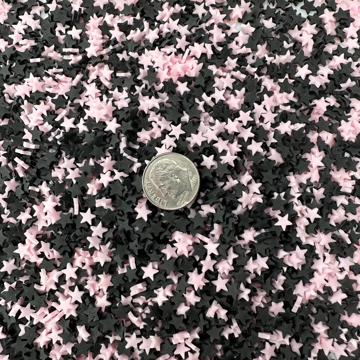 FAKE 5MM Pink and Black Star Polymer Clay Sprinkle Mix (NOT EDIBLE) D25-09