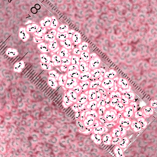 FAKE 5MM Pink Cloud w/Smiley Face, Sky Polymer Clay Sprinkle (NOT EDIBLE) D19-23