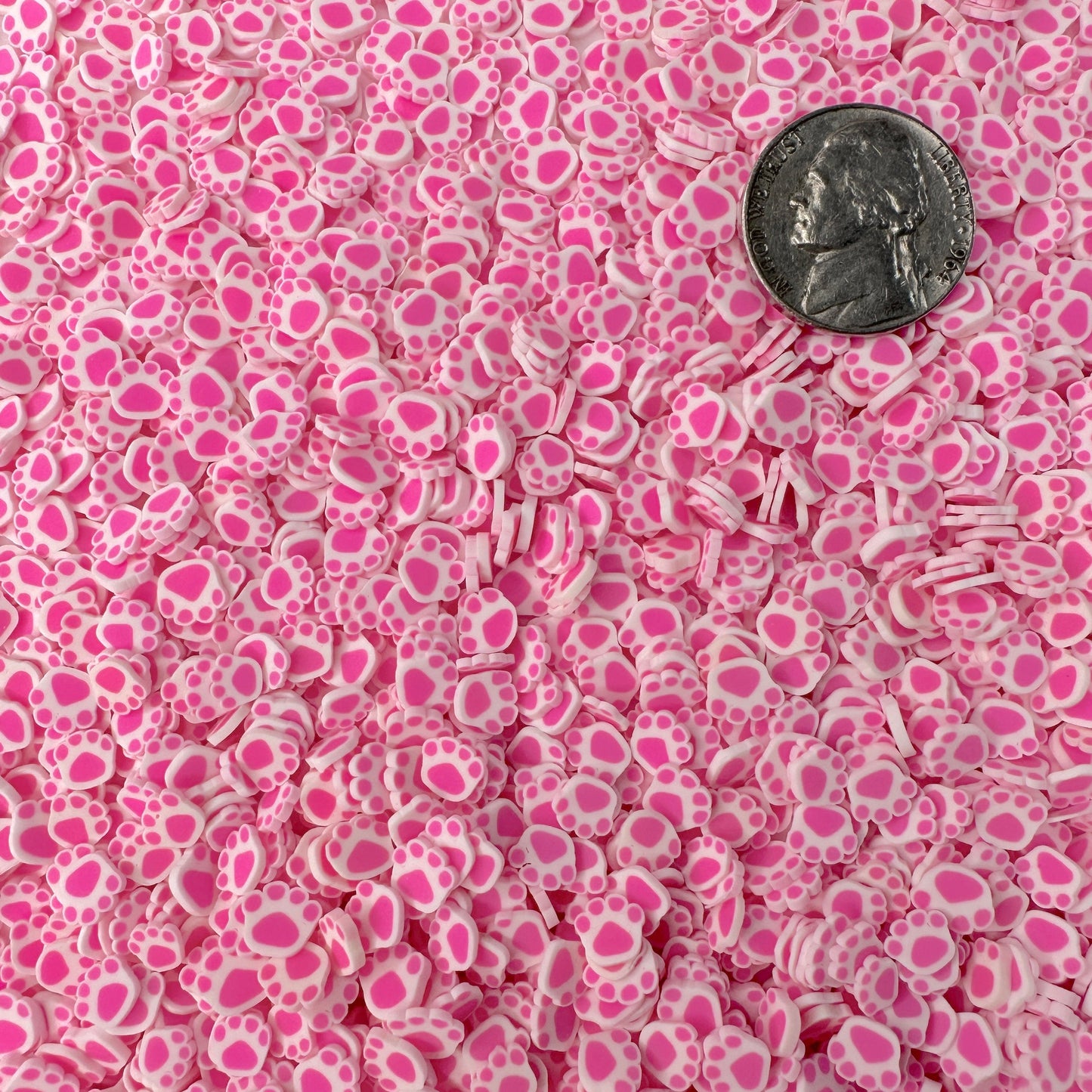FAKE 5MM Pink Paws, Animal Polymer Clay Sprinkle (NOT EDIBLE) D45-10